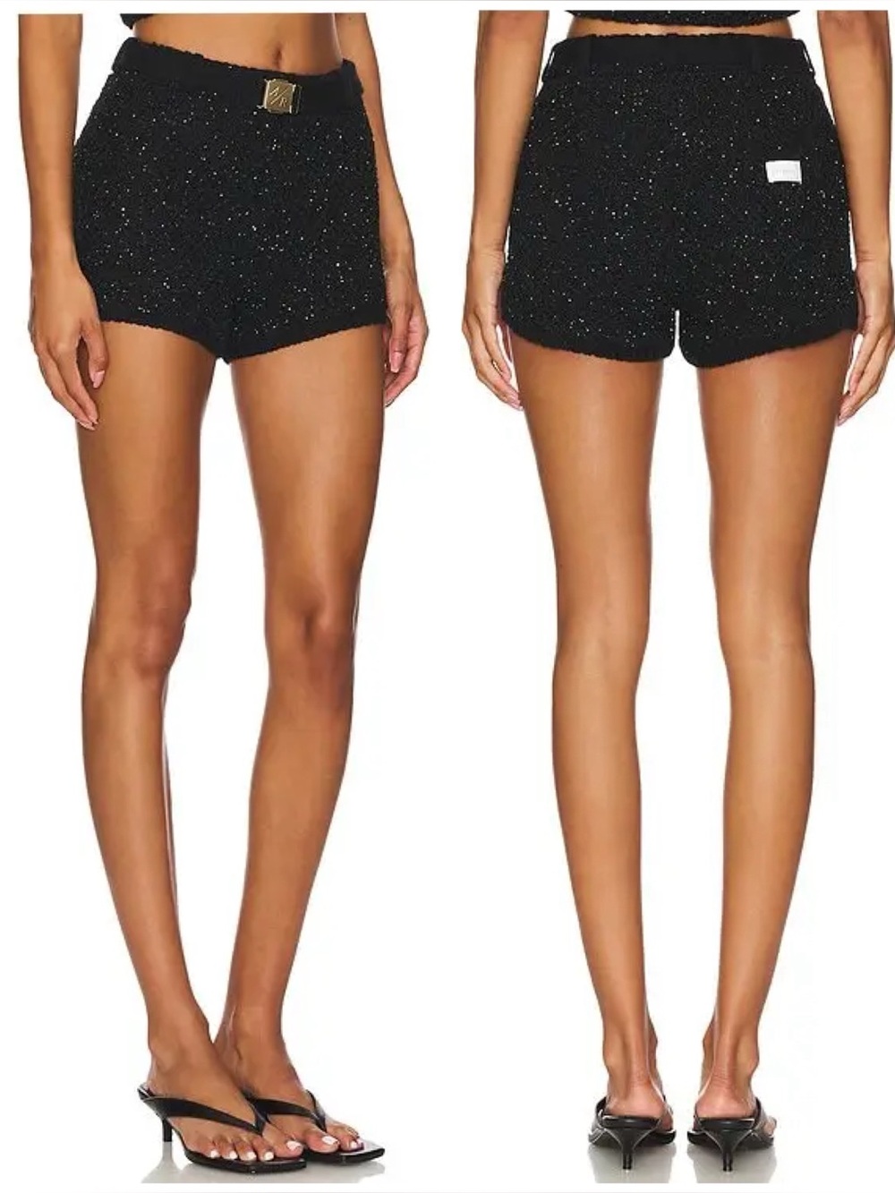 ASTA RESORT Grace Sequined Short Black Size XS